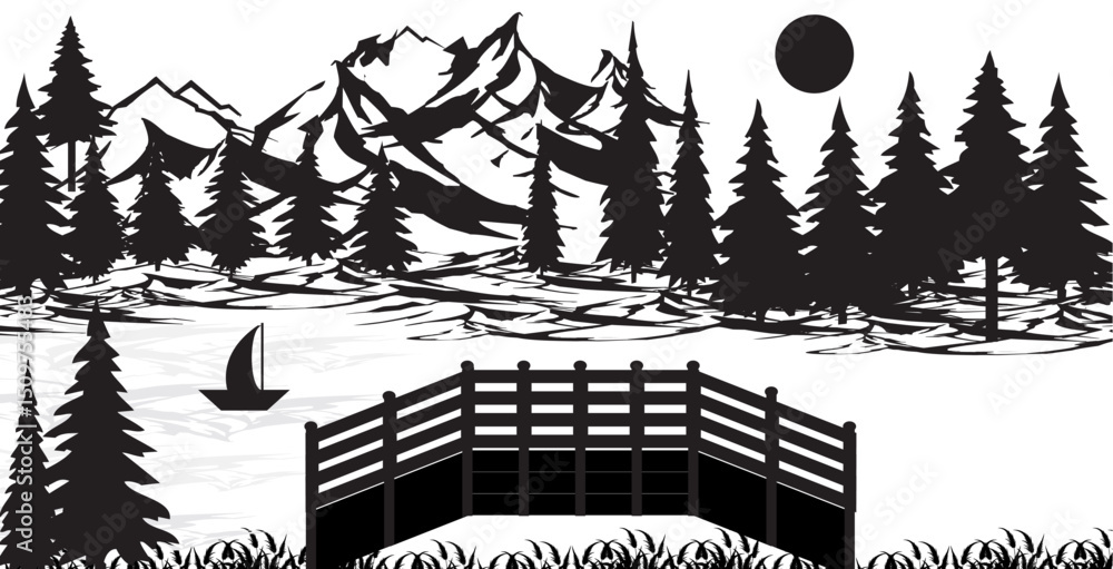 Fototapeta premium Nature Background Silhouette.