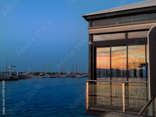 Sunset on the port and marina