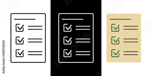 Procurement bidding form icon in outline, dark mode, and color styles, vector illustration of official document used for submitting supplier bids in government or corporate tenders.