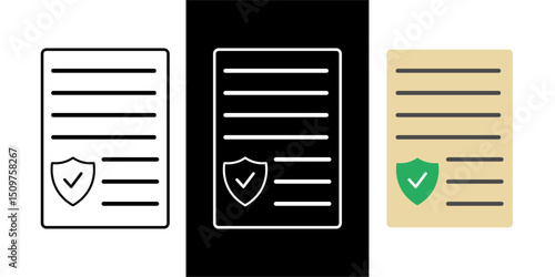 Trade compliance declaration icon in outline, dark mode, and color styles, vector illustration of official document affirming adherence to international trade laws and regulations.