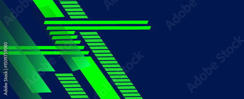 Abstract blue banner design vector, dynamic sporty horizontal background template for media promotion or web banner arts