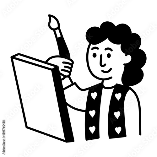 A hand drawn style icon of an old teacher 
