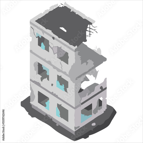 Building project icon isometric building structure and sign vector