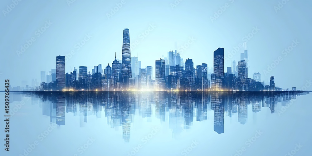 Obraz premium City skyline reflected on water