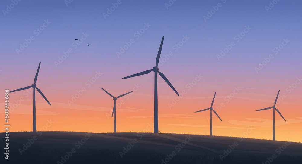 Wind Turbines at Sunset Wind Turbines at Sunset