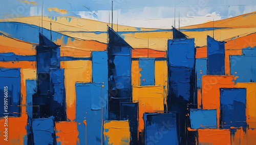 Art Painting Blue Orange by brush
