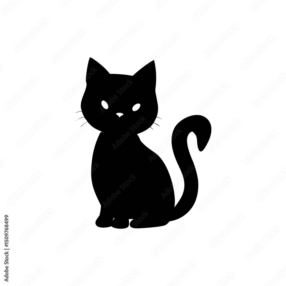 Fototapeta premium Cat silhouette, vector silhouette of an animal on a white background