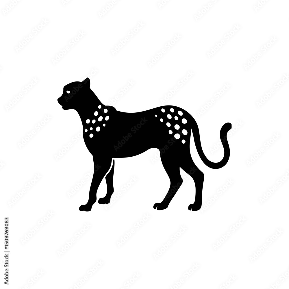 Obraz premium Cheetah silhouette, vector silhouette of an animal on a white background