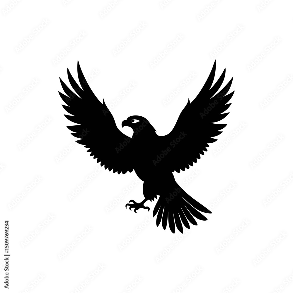 Fototapeta premium Bald Eagle silhouette, vector silhouette of an animal on a white background