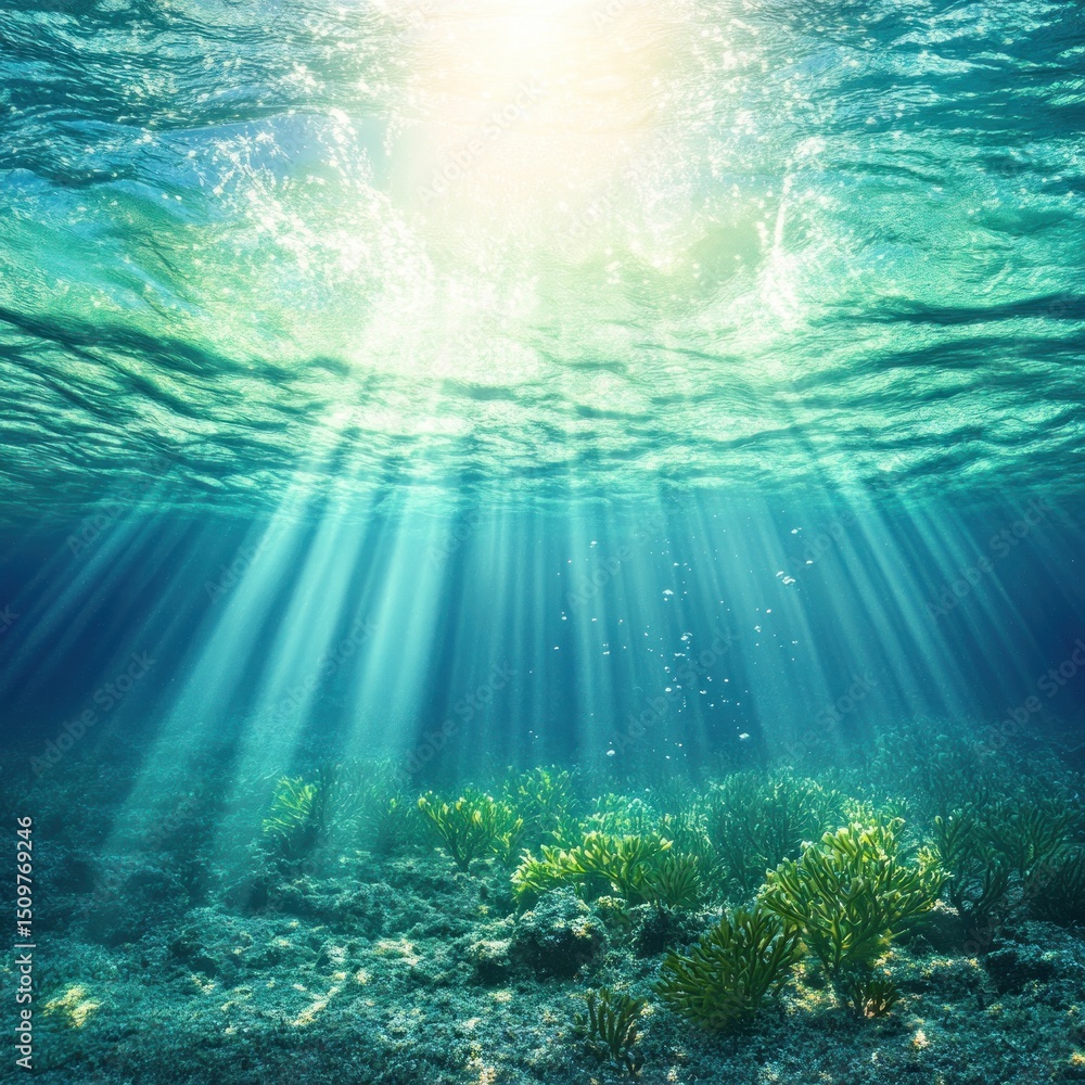 Obraz premium Underwater sunlit coral reef