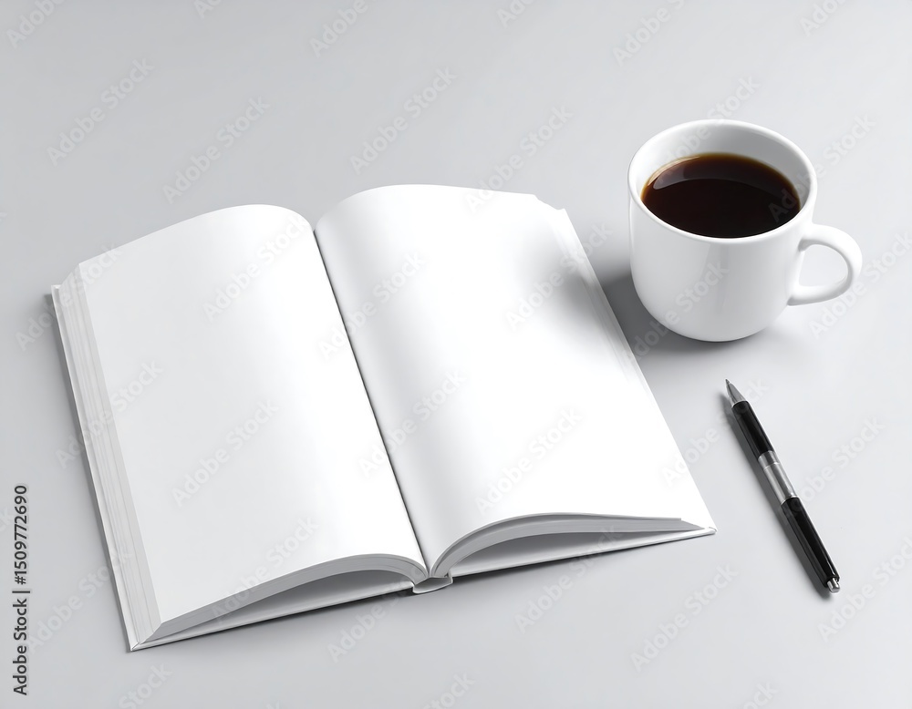 Fototapeta premium Open book and coffee
