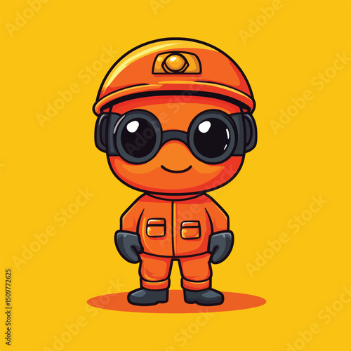 Cheerful Cartoon Character in Protective Gear (1)