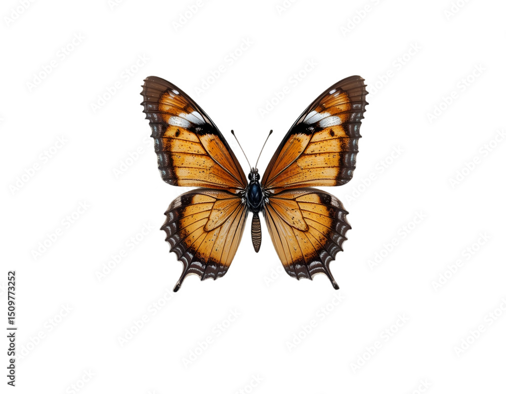 Obraz premium Detailed Butterfly with Orange Wings Isolated on Transparent Background