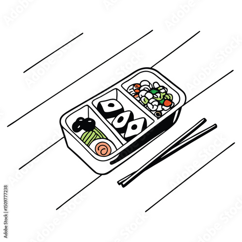 sushi with chopsticks