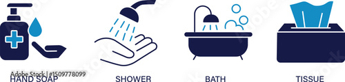  Hygienic Icon Set Cleanliness, Sanitation, and Personal Care Symbols.