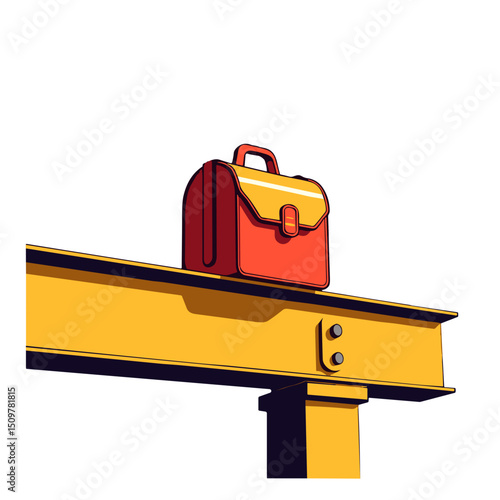 Vibrant lunchbox resting on construction beam, symbolizes pride and contribution