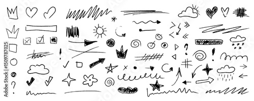 Crayon underline set with black strokes