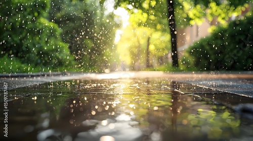 Fototapeta Naklejka Na Ścianę i Meble -  Reflection of streets and architectural contours after rain