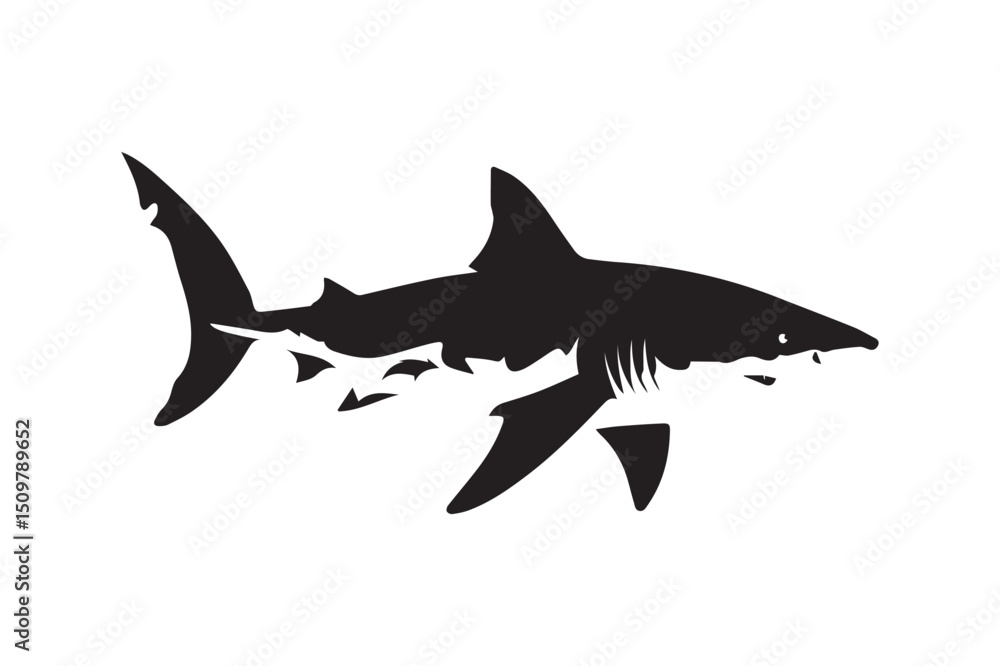 Obraz premium Imposing Great White Shark Silhouette - Powerful Ocean Predator Design