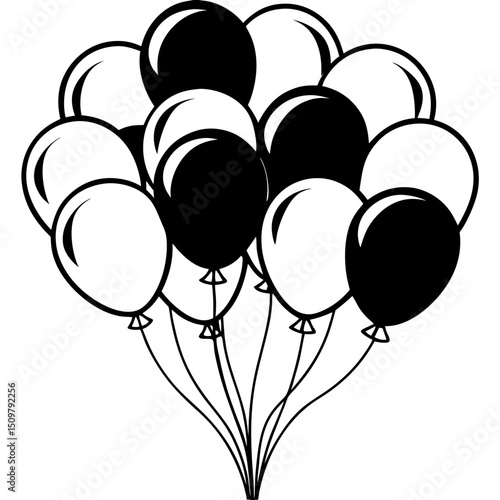 black and white balloons