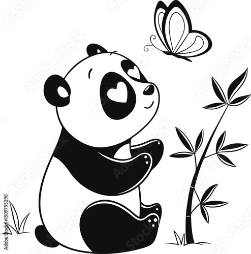 panda and butterfly 