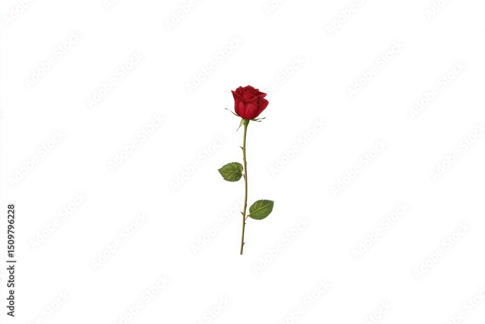 Obraz premium Single red rose on white background