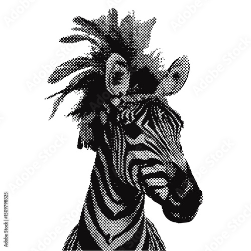 Circus zebra halftone grunge vector design element
