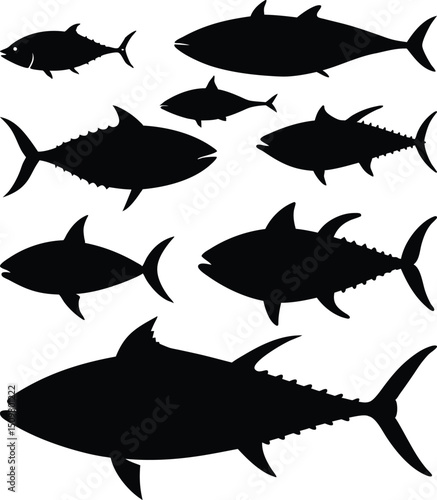 silhouettes of tuna fish illustration.