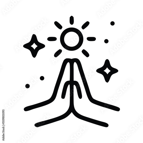 Praying Hands with Sun and Stars: Spiritual Icon