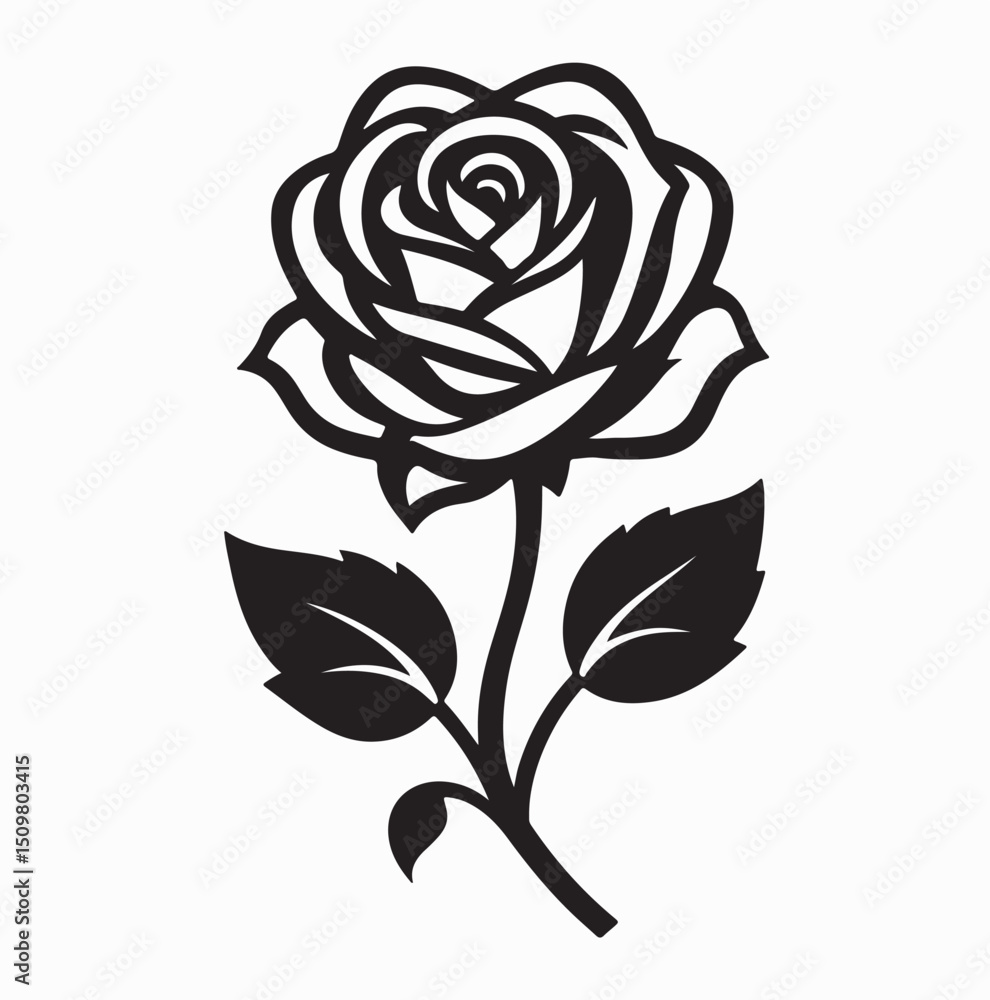 Rose vector image Silhouette with white background Rose vector image Silhouette with white background