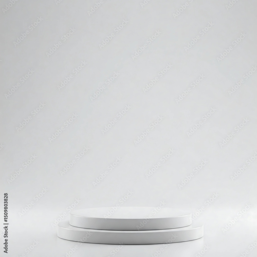 White Double Circular Podium - Minimalist Product Display - Clean Presentation White Double Circular Podium - Minimalist Product Display - Clean Presentation