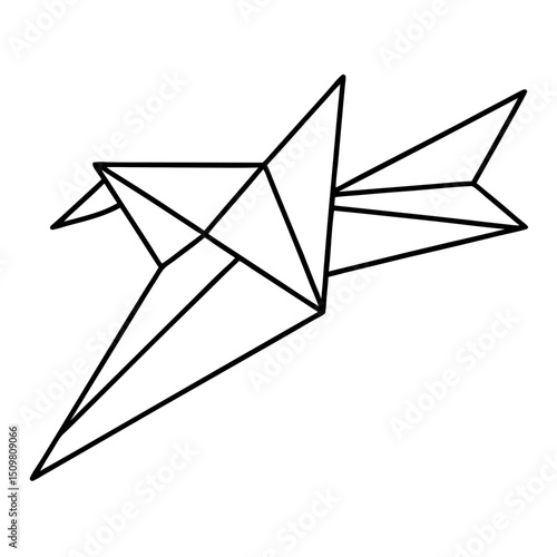 Origami style bird flying line art vector illustration
