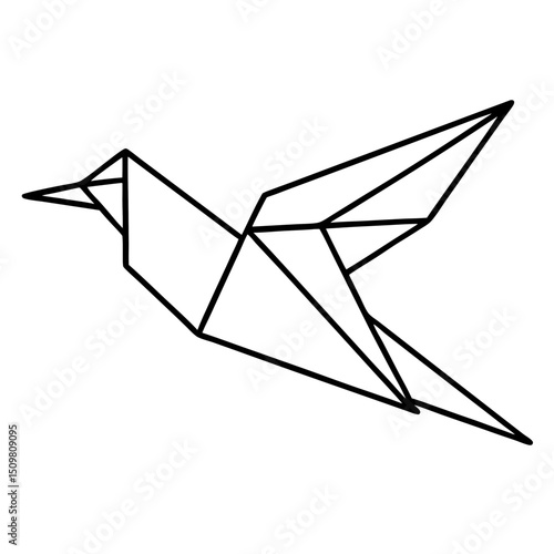 Origami style bird flying line art vector illustration