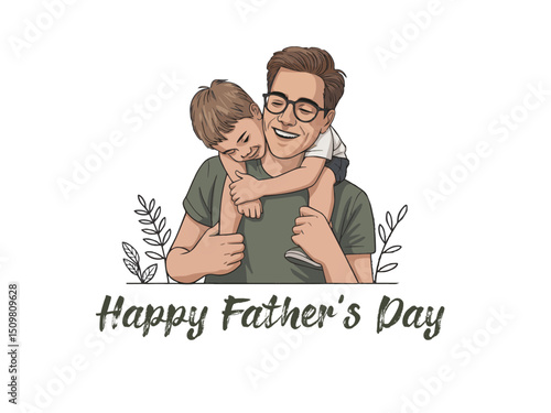 Minimalist Father’s Day Card with Dad and Child Hug