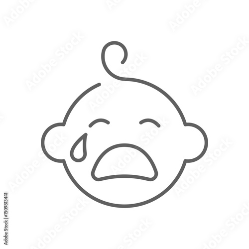 Crying baby boy line icon, outline sign, linear style pictogram isolated. Symbol, logo illustration. Editable stroke