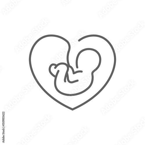 Pregnant line icon. Baby born, fetus symbol. Gynecology clinic logo, design element for hospital site. Editable stroke
