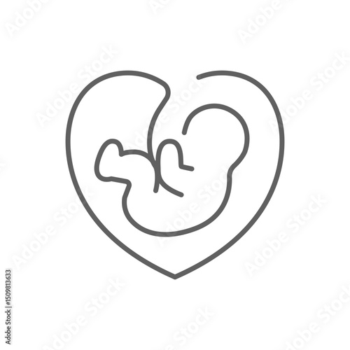 Pregnant line icon. Baby born, fetus symbol. Gynecology clinic logo, design element for hospital site.