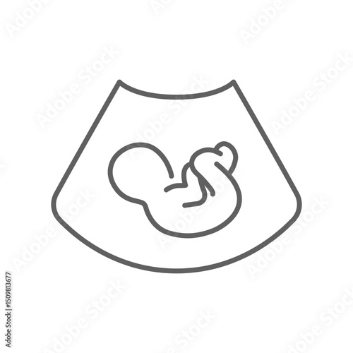 Ultrasound of fetus line icon. Concept of baby in womb mother, pregnancy and health, examination procedure of embryo, placenta, umbilical cord. emblem for gestational center. Editable stroke