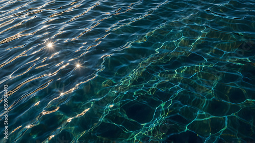 Sparkling Ocean Water Texture Sunlight Reflections Deep Blue Sea Surface