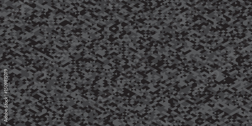Abstract geometric black and gray background seamless mosaic and low polygon triangle texture wallpaper. Triangle shape retro wall grid pattern geometric ornament tile vector square element.