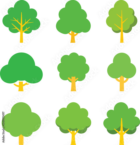 vector trees, simple green tree icons, minimalist tree silhouette icons, clean flat tree illustrations, basic tree shapes, stylized tree graphics, abstract tree symbols, simple tree icons, flat tree d