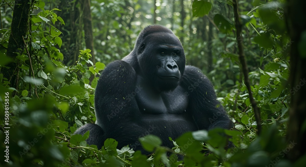 Obraz premium Gorilla exploring its forest habitat