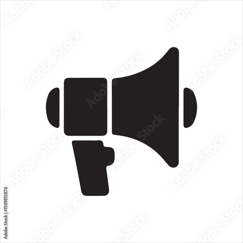 Megaphone Icon – Black Solid Vector for Announcement and Marketing