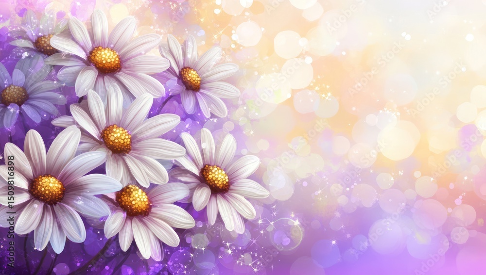 Delicate white daisies bouquet, soft pastel background, bokeh, springtime Delicate white daisies bouquet, soft pastel background, bokeh, springtime