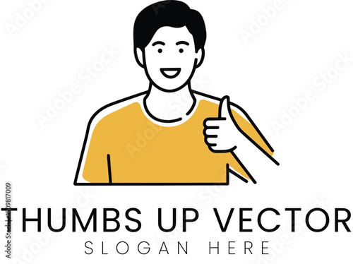 Happy Man Giving Thumbs Up Vector art like icon   