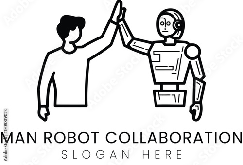 Human Robot Teamwork High Five Success icon goal  
