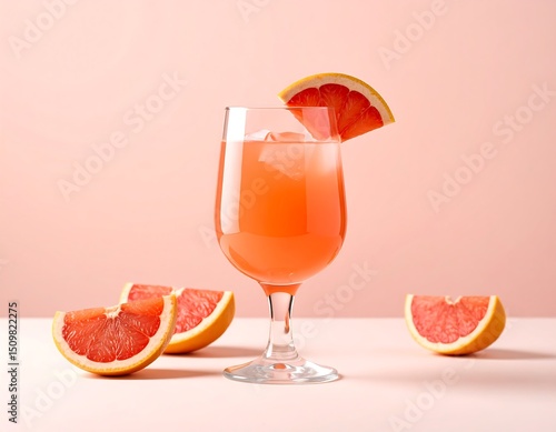 Pink grapefruit cocktail drink
