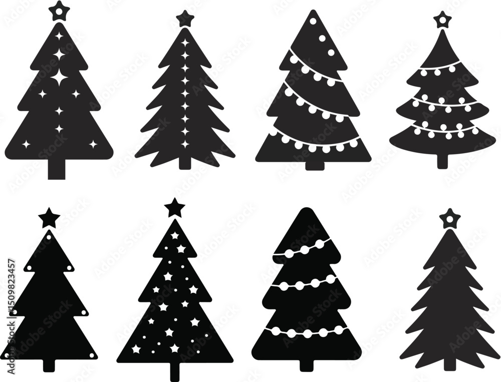 Fototapeta premium Star Topped Christmas Tree Silhouette