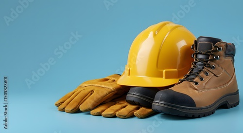 Wallpaper Mural Essential Construction Safety Gear Hard Hat, Work Boots, and Gloves Torontodigital.ca