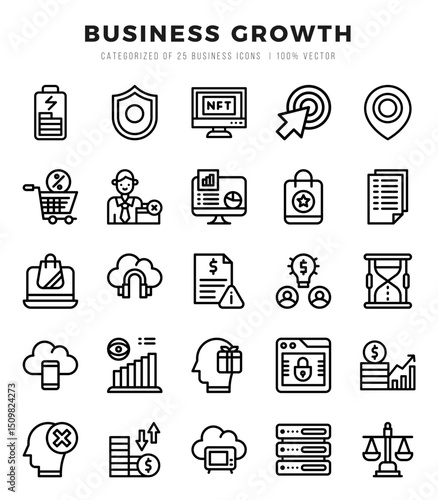 Business Growth icons set. Vector illustration.